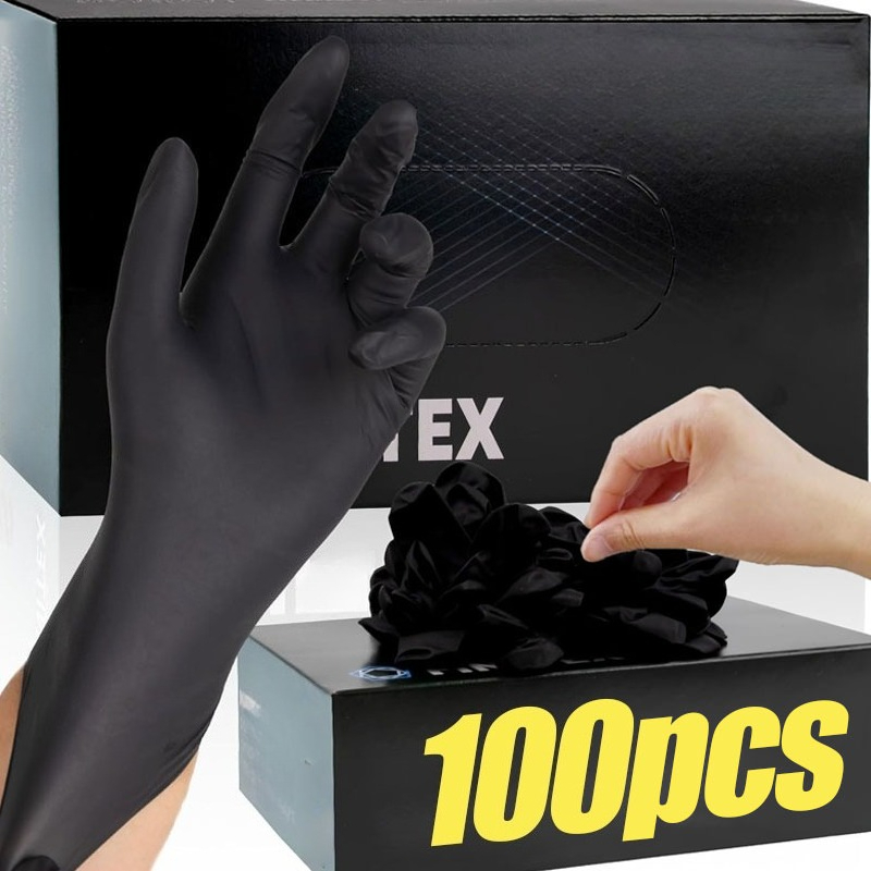 Latex Disposable Glove - Zwarte wegwerphandschoenen unisex, dik nitril, PVC,